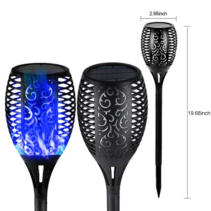lumière solaire flamme moderne noire ornementale fixée piquet patio extérieur