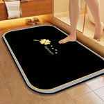 tapis sol gris moderne feuille dorée texture marbrée antidérapant absorbant salle bain douce cuisine