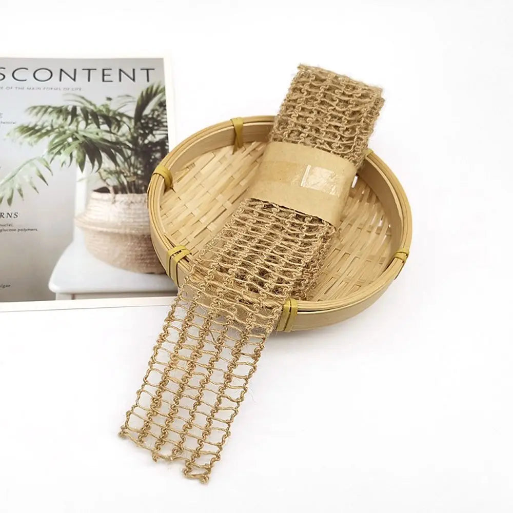 ruban jute beige motif géométrique rustique double face emballage cadeau decoration maison