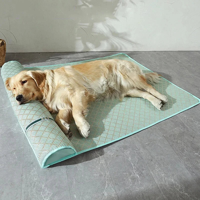 tapis refroidissant chien vert maille fine géométrique moderne confortablewasheringtintint