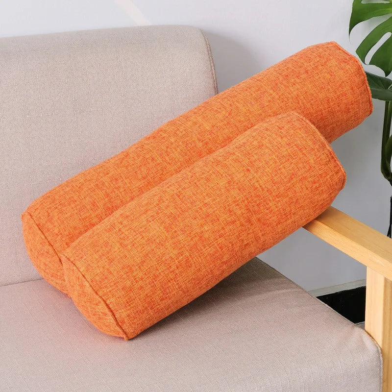 coussins ronds modernes imperméables blanc gris orange bleu marron texture lin amovibles lavables adultes