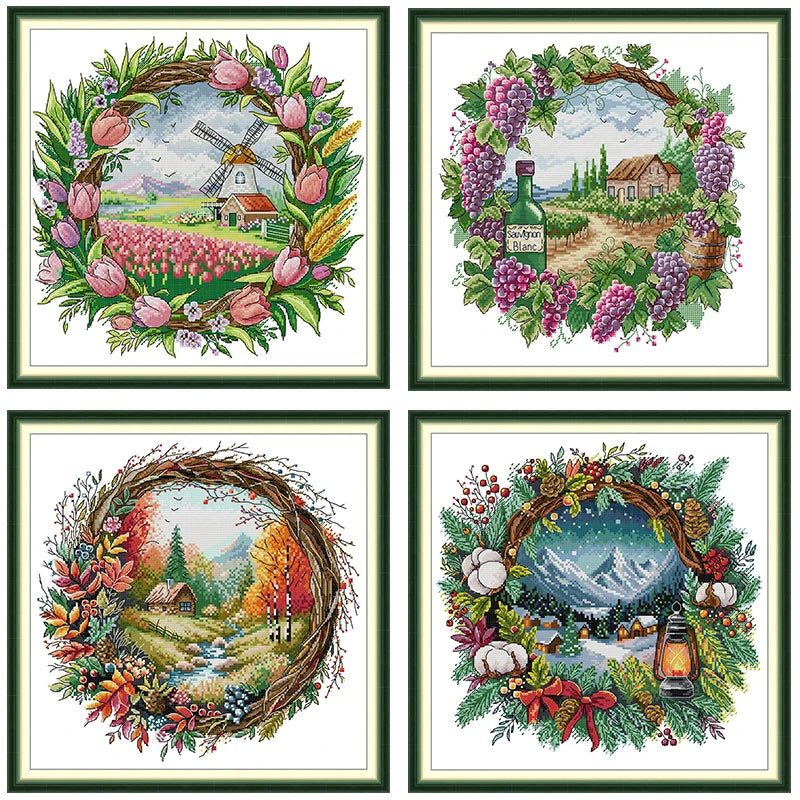 broderie paysagère kit couture toile coton paysages saisonniers artisanal moderne DIY hand made