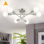 lampe suspension nickel moderne sphères translucides structure métallique opaques fixations visibles e26