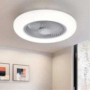 ventilateur moderne blanc led télécommande grille ventilation 52cm silencieux invisible chambre