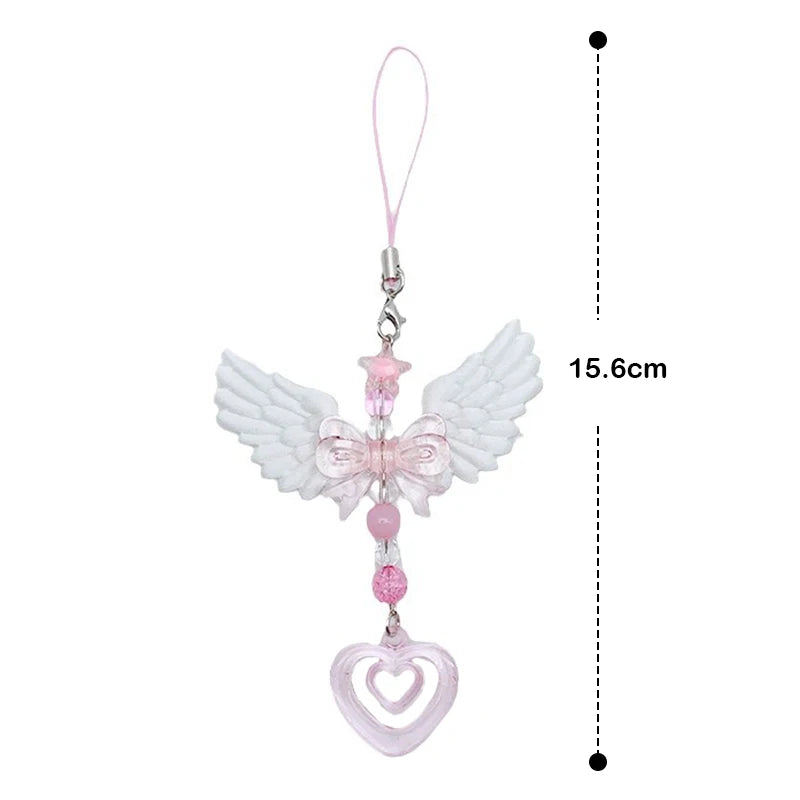 porte clés décoration papillon ailes cœur transparents blanc rose romantique