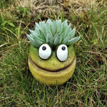 pot fleurs forme grenouille résine yeux relief créatif vert beige