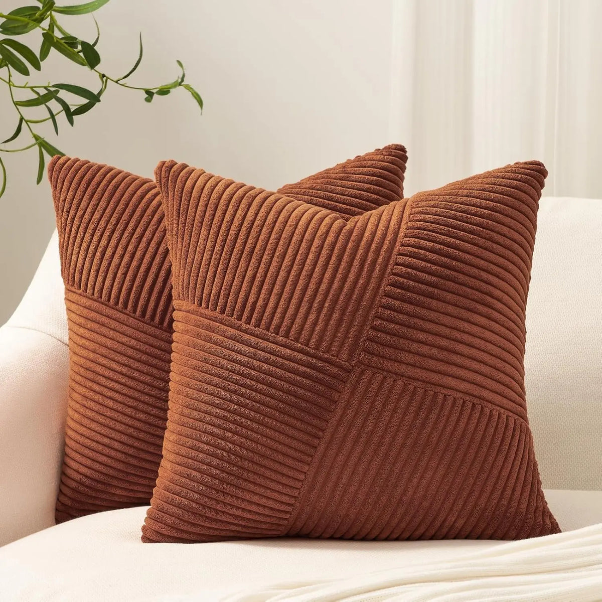 coussin beige rayures verticales moderne housse 45x45cm polyester coton zipper blancintérieur deco maison