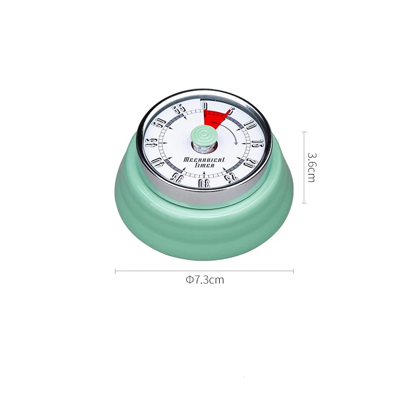 compteur temps mécanique retro couleur rouge vert jaune beige aimant horloge cuisine minuteuse analogique