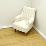 fauteuil miniature blanc velours épais boutons classique 14+ deco maison poupée imitation salon