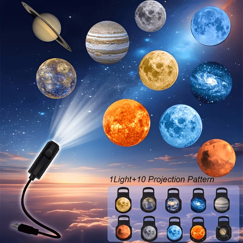 projecteur étoiles planètes modes adhésif veilleuse nuit lune LED couleurs noires bleues rouges modernes