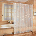 rideau douche étoiles mer coquillages motifs pois translucide moderne marin crochets métalliques blanc bleu