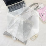 sac main gris clair rayures horizontales dentelle blanche moderne féminin polyestère poignéesversible capacité grande