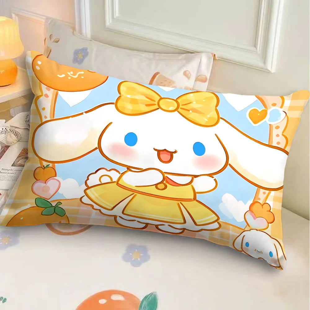 coussin cartoon lapin noeud papillon orange jaune bleu clair coeurs carottes 30x50cm 40x60cm 50x70cm