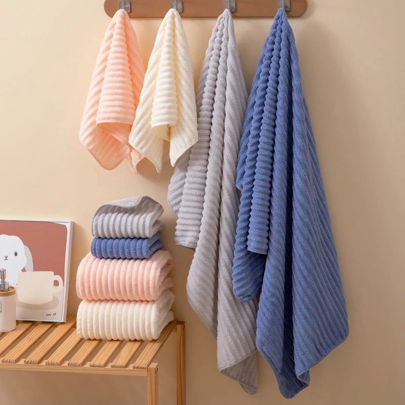 serviettes bain rayées douces absorbantes rapide séchage moderne blanc rose gris bleu pâques clips