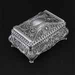 boîte bijoux argentée ornements floraux classique réutilisable rangement bijoux baroque cadenas vintage