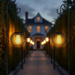 lampe solaire jardin led métal noir doré vintage rustique maille crochets