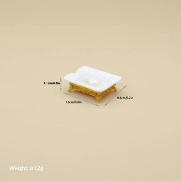set toilette miniature blanc doré texture marbrée classique porte savon pompe savon accessoire poupée