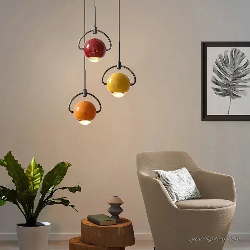 lumières suspendues modernes vert foncé rouge or blanc LED chambre salon étude