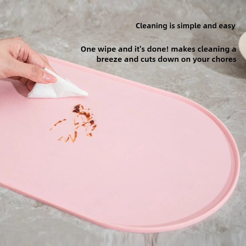 tapis repas animal compagnie imperméable antidérapant moderne pratique rose jauneclair