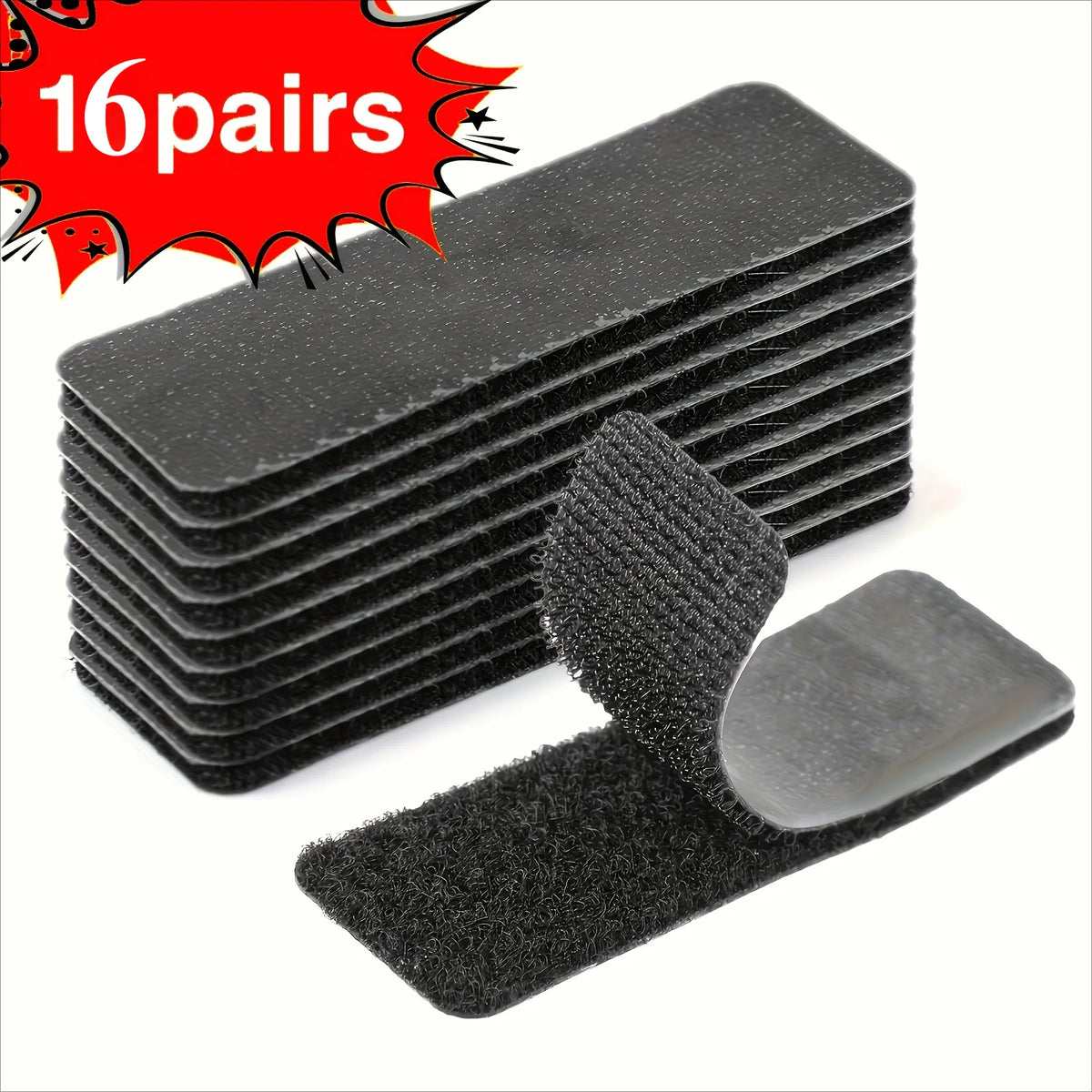rubans adhésifs autoagglutinants noirs velours 16 paires fort tenue pratique double face sans résidu
