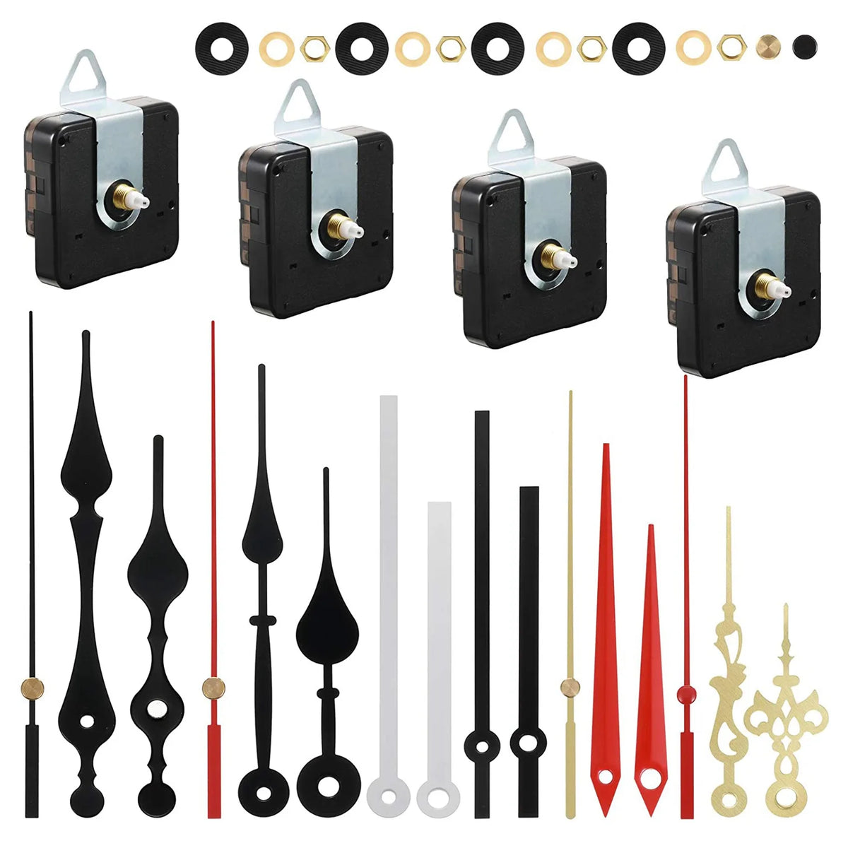 kit réparation horloge murale aiguilles noires blanches rouges dorées diy modernes