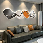 lampe murale moderne abstraite couleurs gris noir orange métallique effets lumineux chambre salon