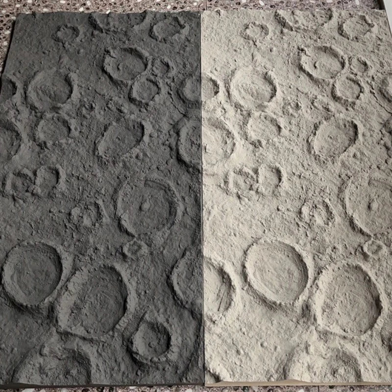 papier peint mural moderne texture lunaire cratères gris noir blanc minimalisteintérieur décoration