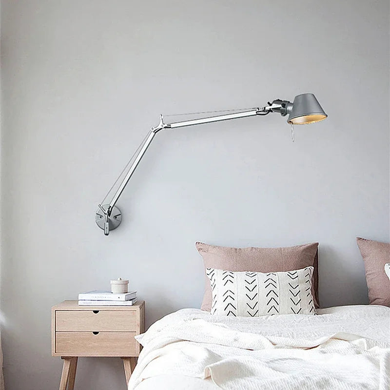 lampe murale articulée moderne noir gris blanc interrupteur fixations minimaliste led eléctrique