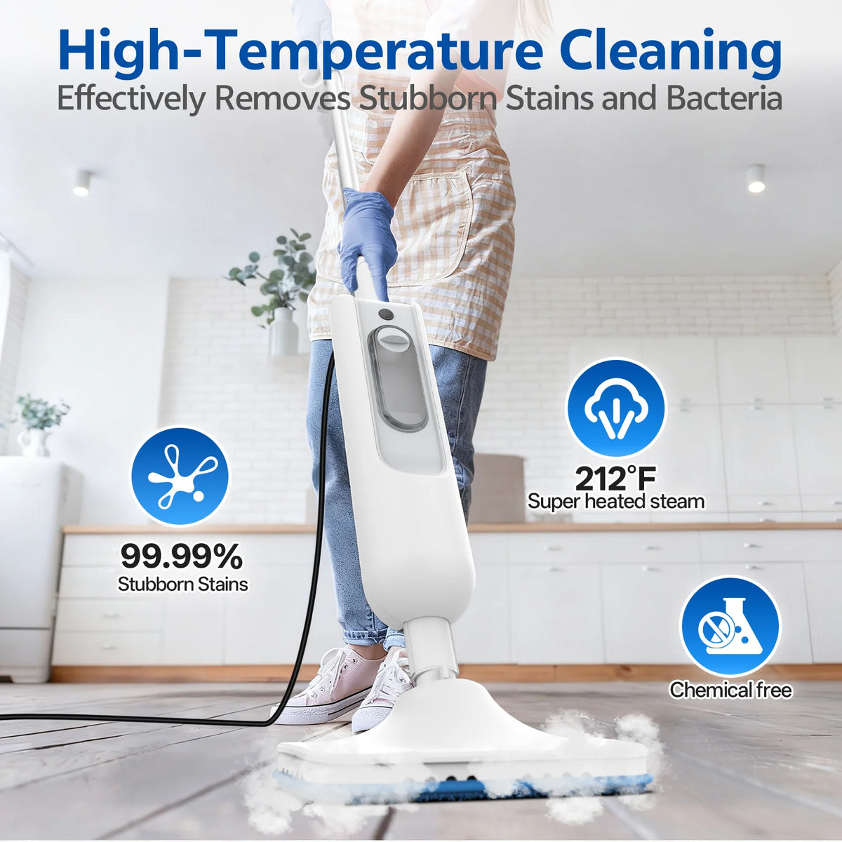 nettoyeur vapeur main moderne blanc ergonomique tapis parquet carrelage marbre joints
