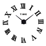 horloge murale moderne quartz aiguille adhésive noir doré salon grande taille