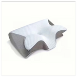 coussin ergonomique gris blanc mousse mémoire forme polyester respirant contouré couverture amovible lavable