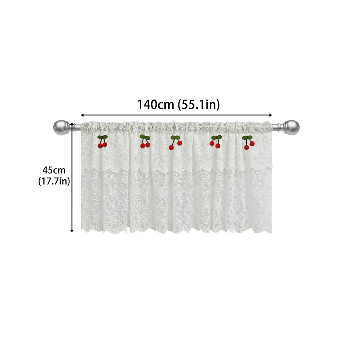 rideau polyester blanc dentelle translucide classique cuisine fenêtre 140cm 45cm
