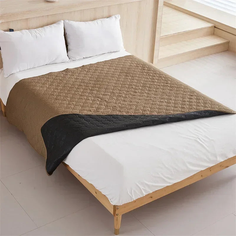 protège lit matelas anti saleté 100% polyester motif géométrique marron moderne fixations