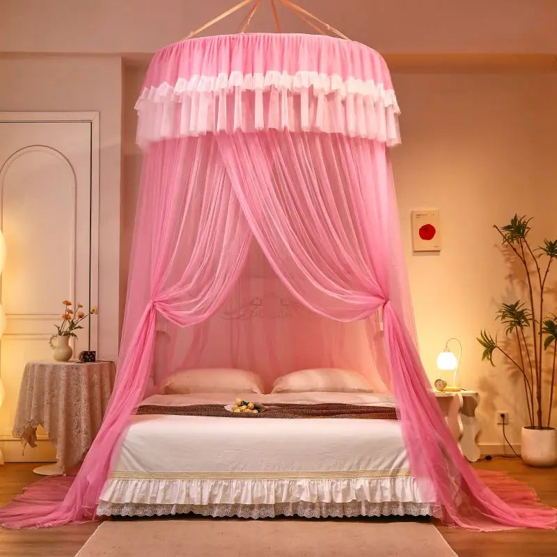 rideau lit blanc rose bleu violet translucide classique romantique plié maison polyester unisexe