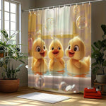 rideau douche canards mignons jaune blanc vert pastel opacité métalliques 180cm 200cm