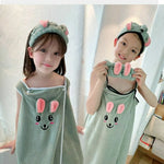 robe bain enfant souris brodée coton polyester beige vert rose rapide absorbante élégants confortable
