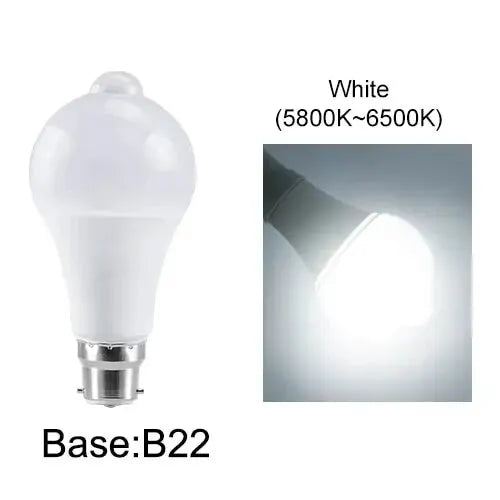 ampoule led e27 b22 détecteur mouvement blanc mat moderne sécurité garage salon