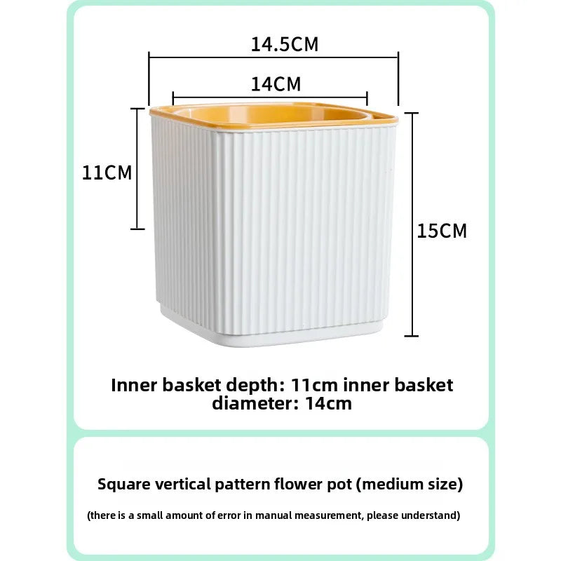 pots carrés auto arrosage plante verte intérieur balcon nordique rayures verticales plastique épaisseau