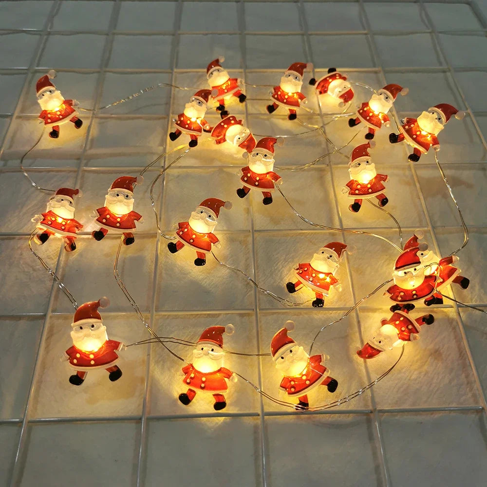 guirlande lumineuse noël personnages père noël bonhomme neige décoration maison festive led