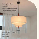 lampe suspendue tissu main beige moderne wabi sabi chaîne noire salon chambre
