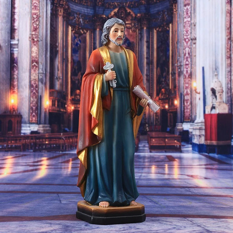 statue résine saint pierre apôtre 21cm clés ciel décoration religieuse maison