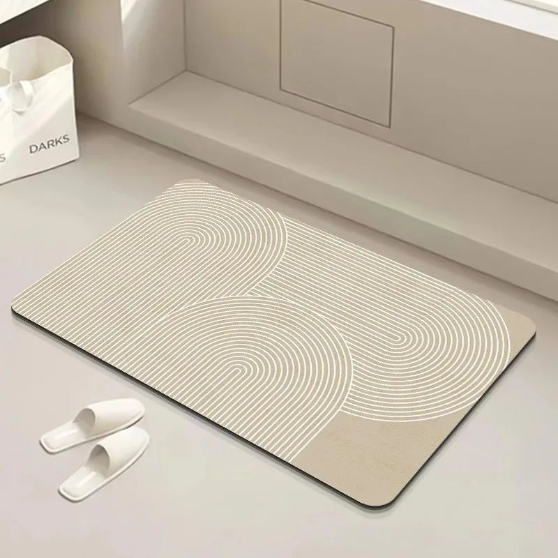 tapis sol moderne rayures cercles concentriques beige résistant rides extérieur adultes polyvalent polyester