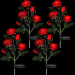 décoration extérieure moderne bouquet lumineux roses artificielles rouge rose jaune bleu blanc patio jardin