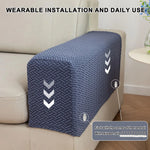 couvre main bleu marine tissé motifs géométriques moderne fixations washable chaise canapé protection meuble