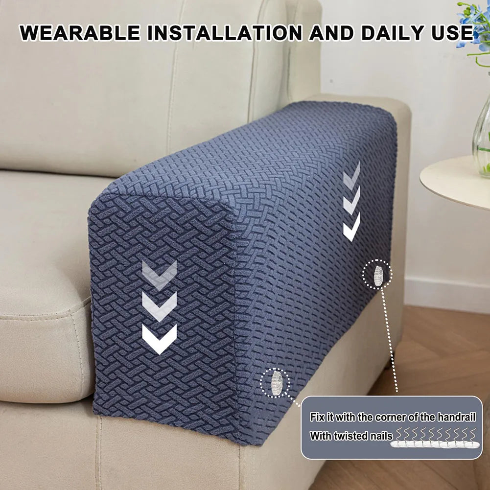 couvre main bleu marine tissé motifs géométriques moderne fixations washable chaise canapé protection meuble