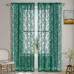 rideau vert broderie florale transparent classique 100 polyester 100x114cm 100x183cm 100x244cm 140x244cm