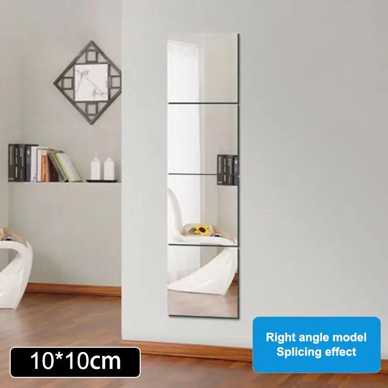 miroir mural transparent moderne adhésif vinyle décoration chambre coucher DIY