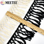 franges macramé blanc noir motifs géométriques boho artisanal 5mètres