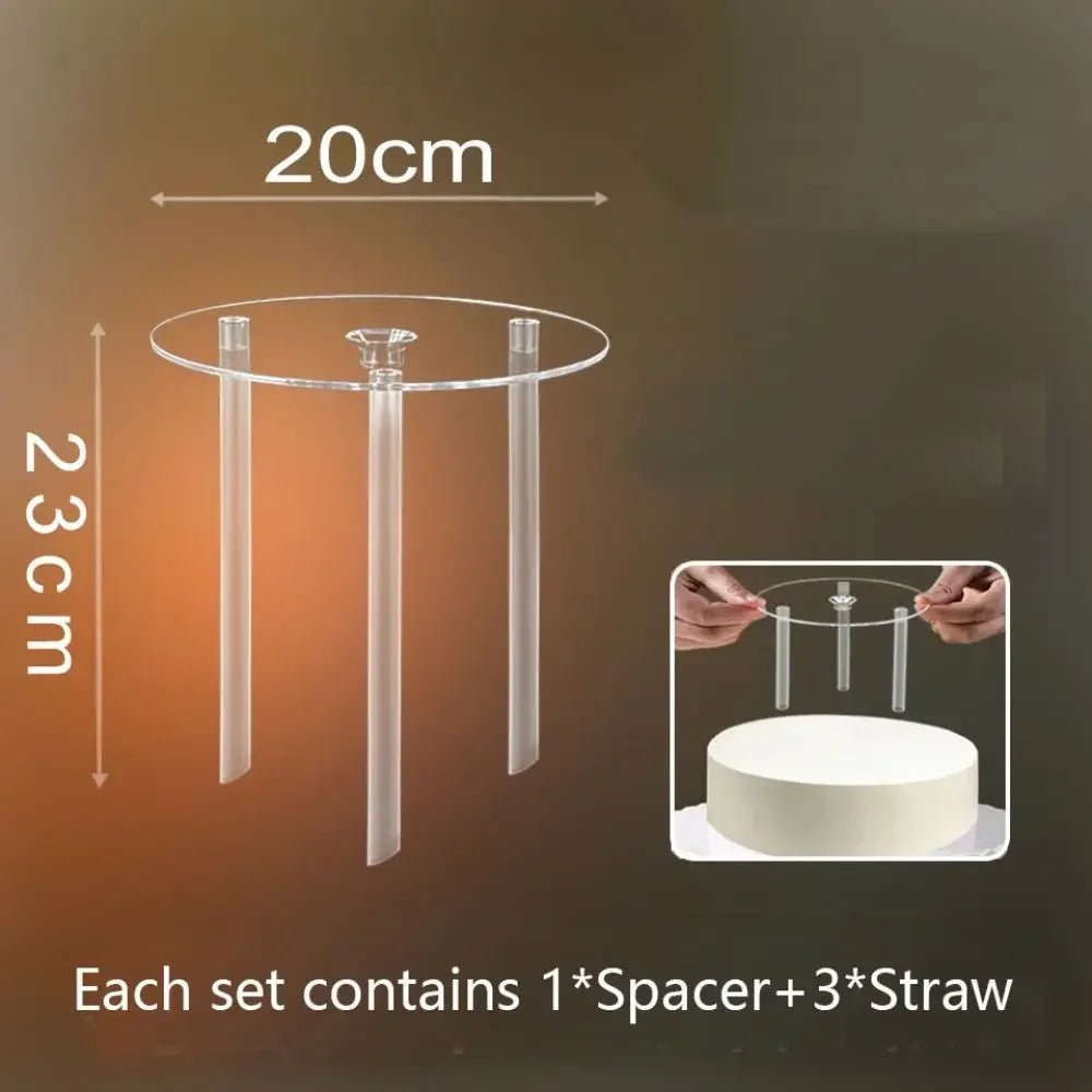support gâteau transparent clips moderne stand plastique sans motif paille spacings rond