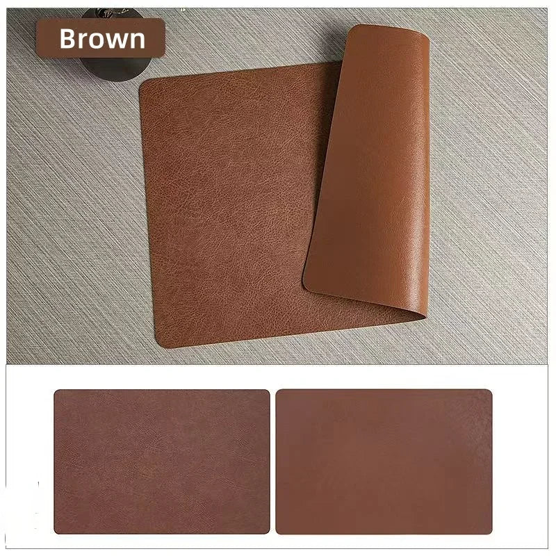 tapis table rectangulaire simili cuir marron clair moderne cuisine décoration